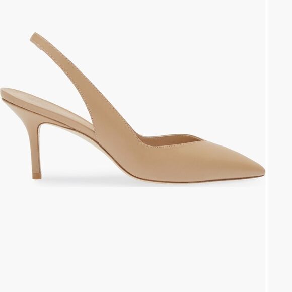 Stuart Weitzman Eva Pointed Toe Slingback Pumps - Picture 3 of 8